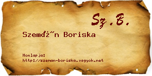 Szemán Boriska névjegykártya